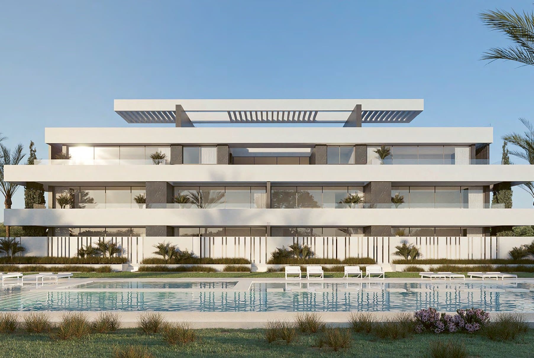 Nieuwbouwappartementen met ruime terrassen en zwembad